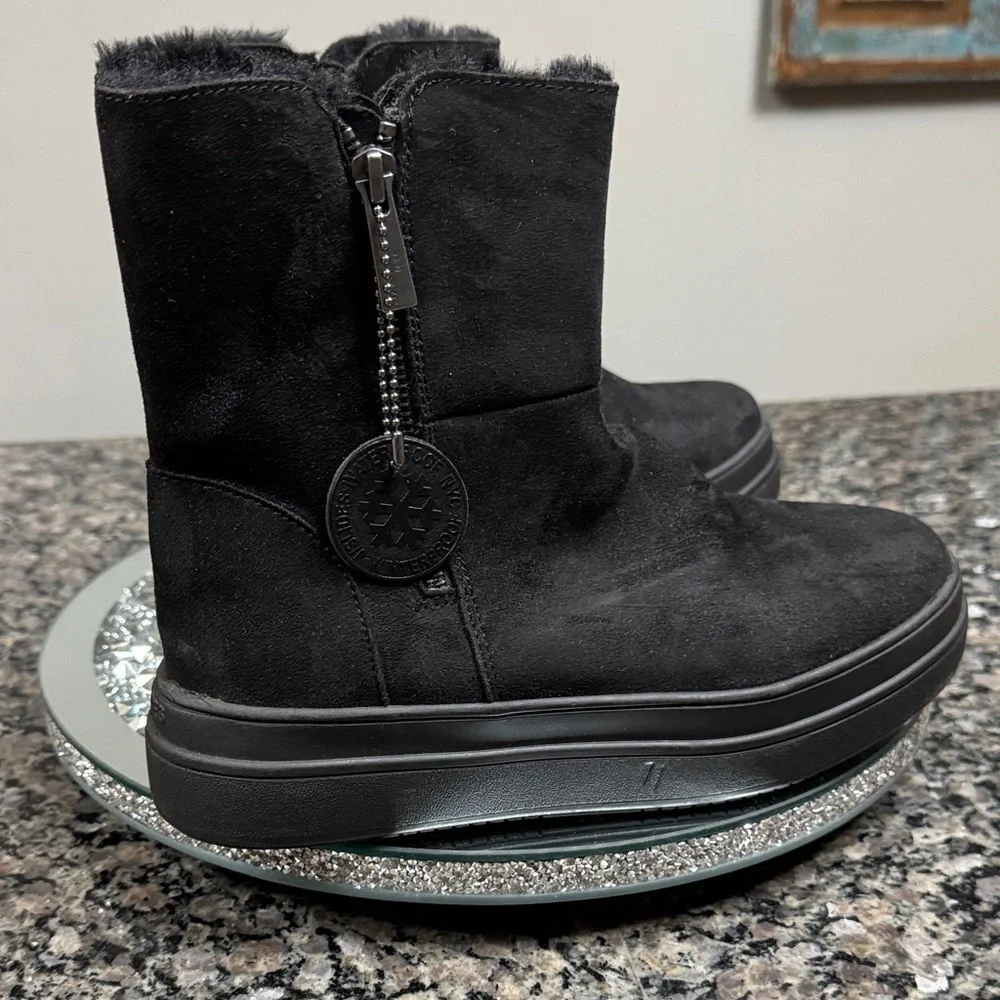 J Slides suede leather waterproof Black Winter ankle Boots NEW 8.5